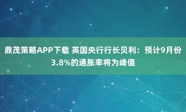 鼎茂策略APP下载 英国央行行长贝利：预计9月份3.8%的通胀率将为峰值